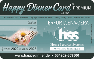 Happy Dinner Card PREMIUM Erfurt/Jena/Gera 2022/2023 - SONDERPREIS 24,95 € regulär 29,95 €